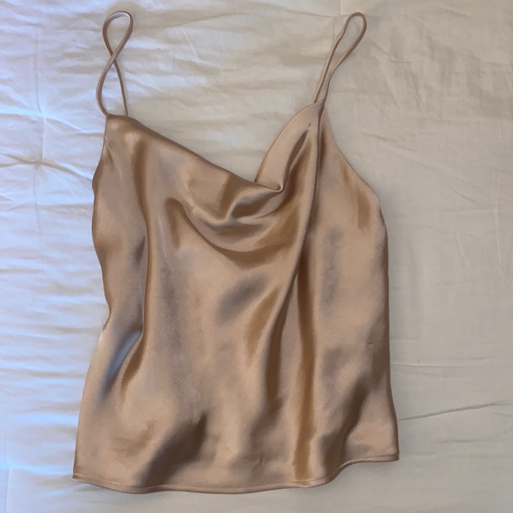 Satin Cowl Neck Camisole Top - Champagne